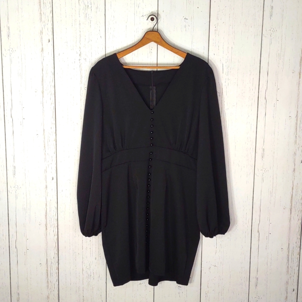 Shein Curve Fitted Black V-Neck Dress 2XL